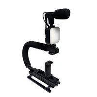 U C Shaped Holder Grip Video Handheld Stabilizer with Fill light,Phone Holder,Mic,Remote Control for SLR Cameras Home DV Came - Image 5