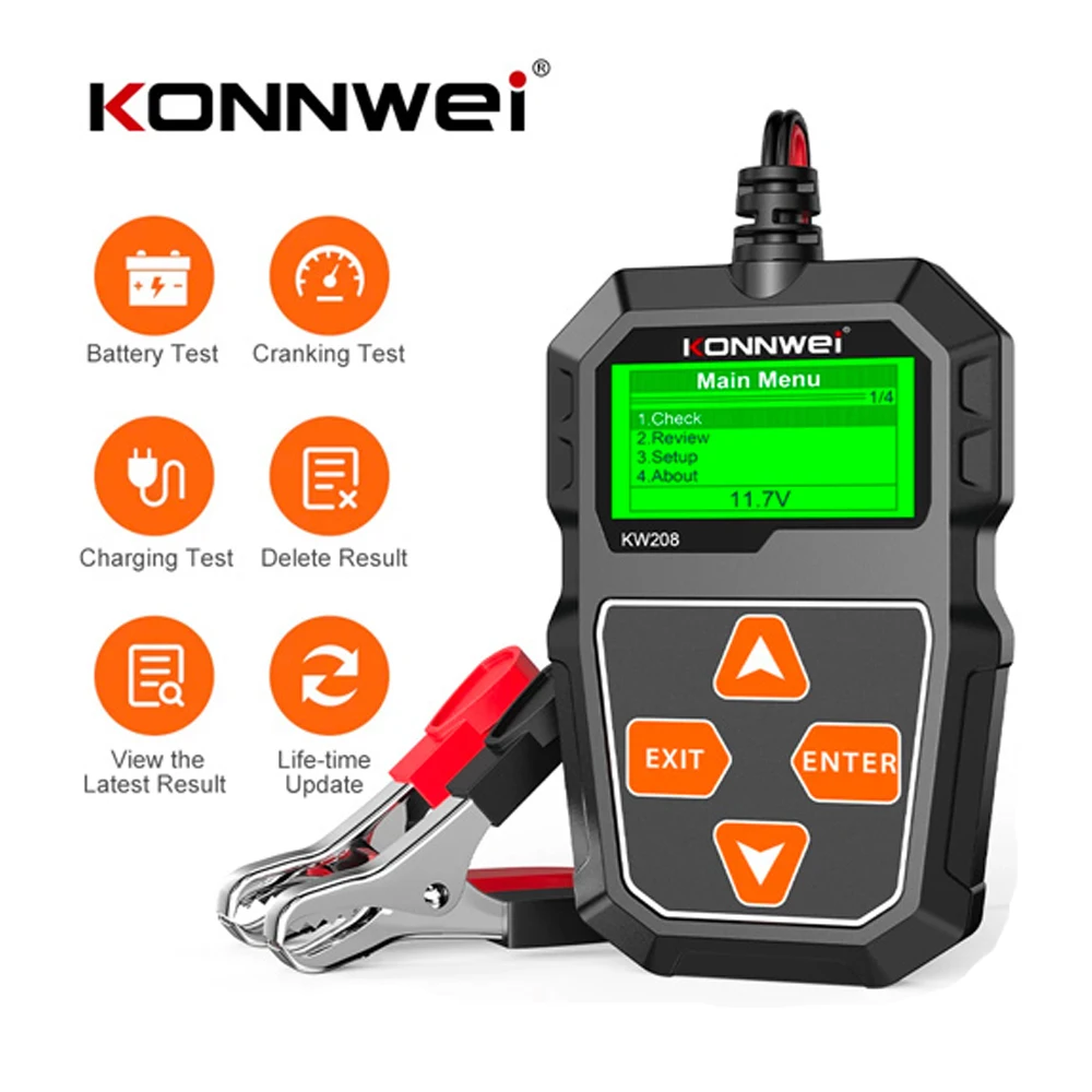 Konnwei Kw208 Tester Per Batterie Per Auto Da 12 V 100 A 2000Cca Tester Di Ricarica Circut Analizzatore Di Batterie 12 Volt Strumenti Per Batterie