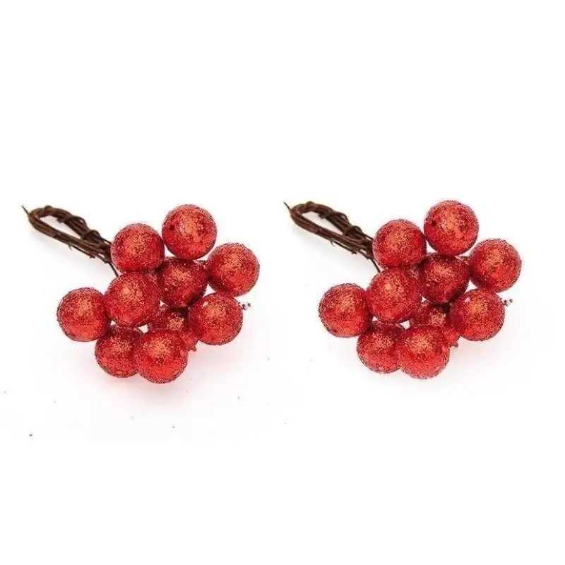 10Pcs Glitter Pink Christmas Fruit Berry Imitation Foam Red Fruit Christmas Tree Decoration Ball Diy Festival Christmas Decor