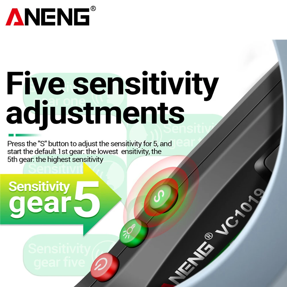 Electric Pen Tester ANENG VC1019 Intelligent Voice Broadcast 12V-1000V Infrared Sensor Positioning Voltage Detector