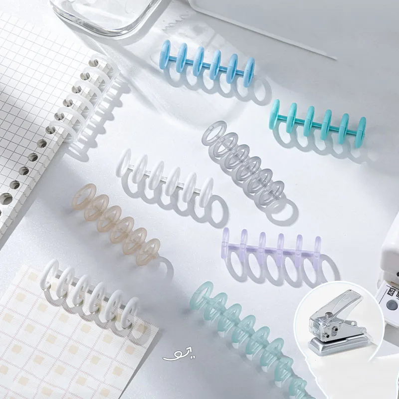 10pcs Loose-leaf Paper Binding Ring Clip Loose-leaf Ring Transparent Book Coil Plastic Notebook Binder Binder Clips plastic binding rings,loose leaf binding coil,book binding supplies,plastic binding coil,loose leaf binder clips
