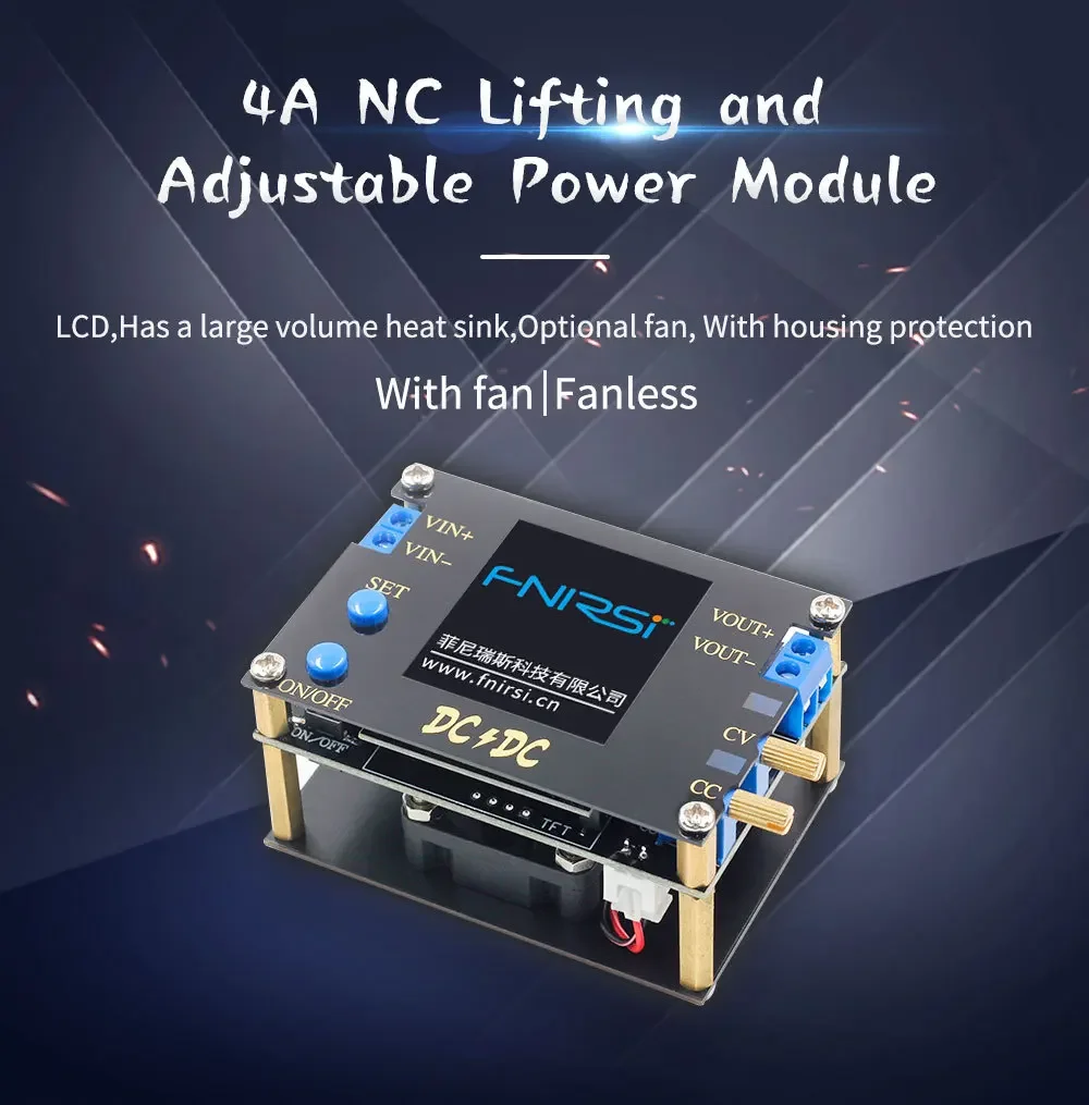 FNIRSI 0.5 - 30V 조정 가능 DC-DC 자동 부스트/벅 컨버터 CC CV 전원 모듈 (3A 35W/4A 50W 전압계 포함)