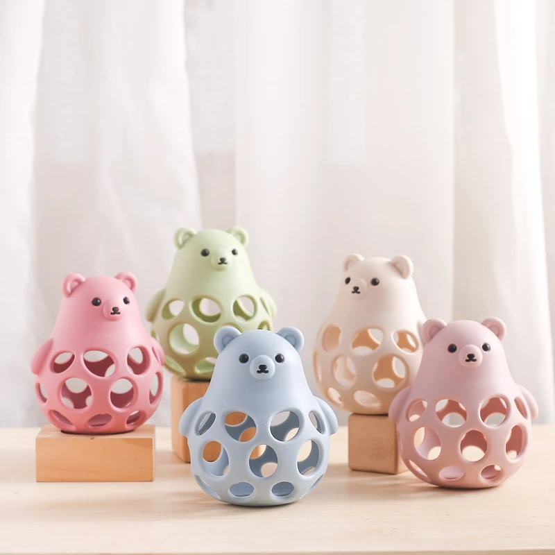  곰 실리콘 젖니 장난감, 식품 등급 실리콘 설치류 장난감, 동물 모양 젖니 장난감,  장갑, 젖니  선물, 1 개