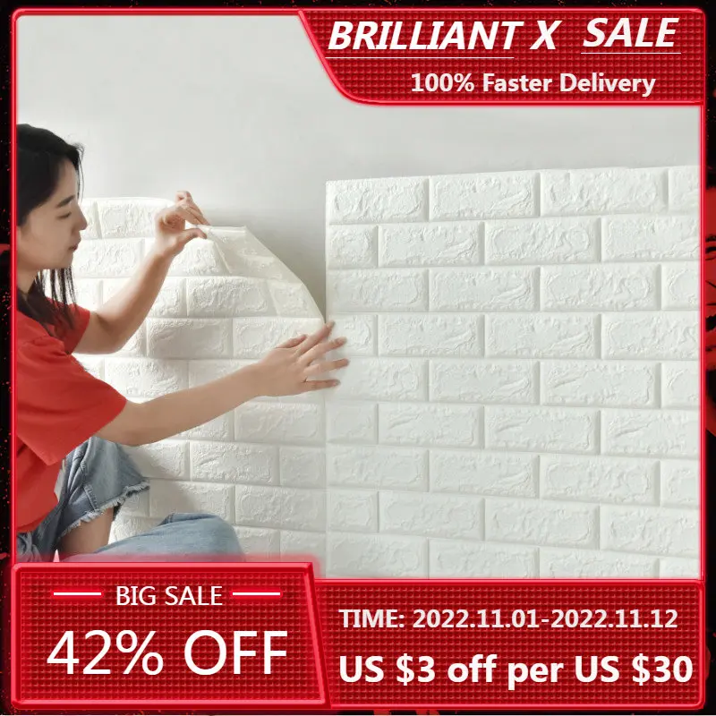 DIY Wall stickers 3D self-adhesive wallpaper Home creative TV Background foam wall brick decorative waterproof Wall Sticker