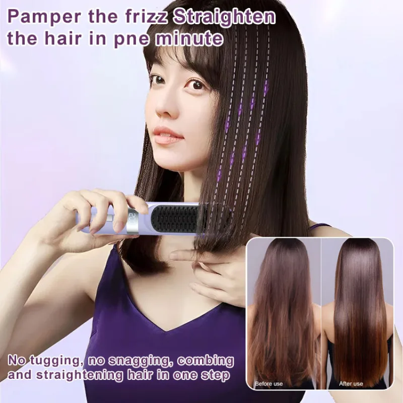 6speed temperature adjustment Styling Combs hair straightening comb digital display Household negative ion