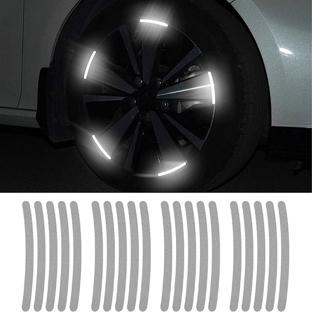 Car Wheel Hub Reflective Sticker Tire Rim Reflective Strips Luminous Sticker on Universal Car Night Driving Roadway Safety