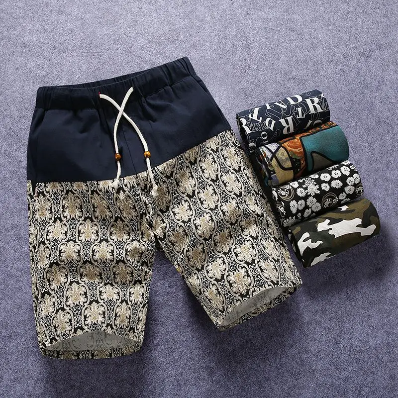 Elegant Fashion Harajuku Slim Fit Ropa Hombre Loose Sport All Match Casual Shorts Printed Pockets Straight Cylinder Trousers
