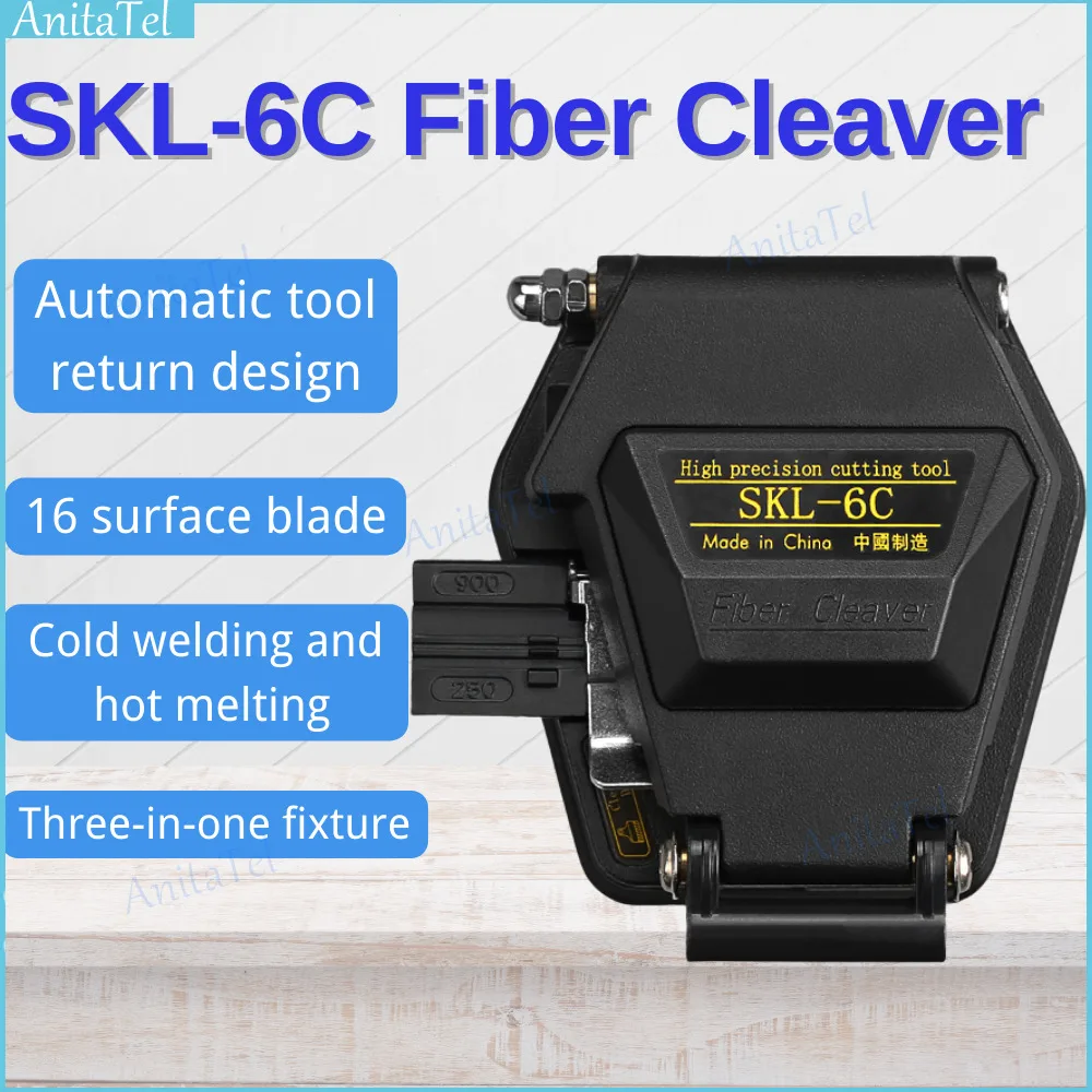 

SKL-6C Optical Fiber Cleaver Hot Melt Cold Connection FTTH Cable Cutting Knife 16 Face Blade Optical Knife Cutter as AUA-6C