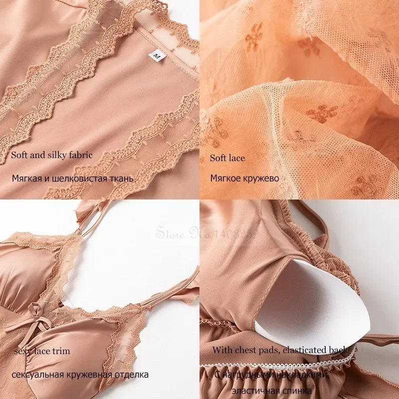 Women Dress Women Sleepwear Bride Robes White Lace Bride Bridesmaid Wedding Robe Set Women Summer Sleepwear Kimono Bathrobe Gown Loose Casual Sleep Suit Sexy Home Dress