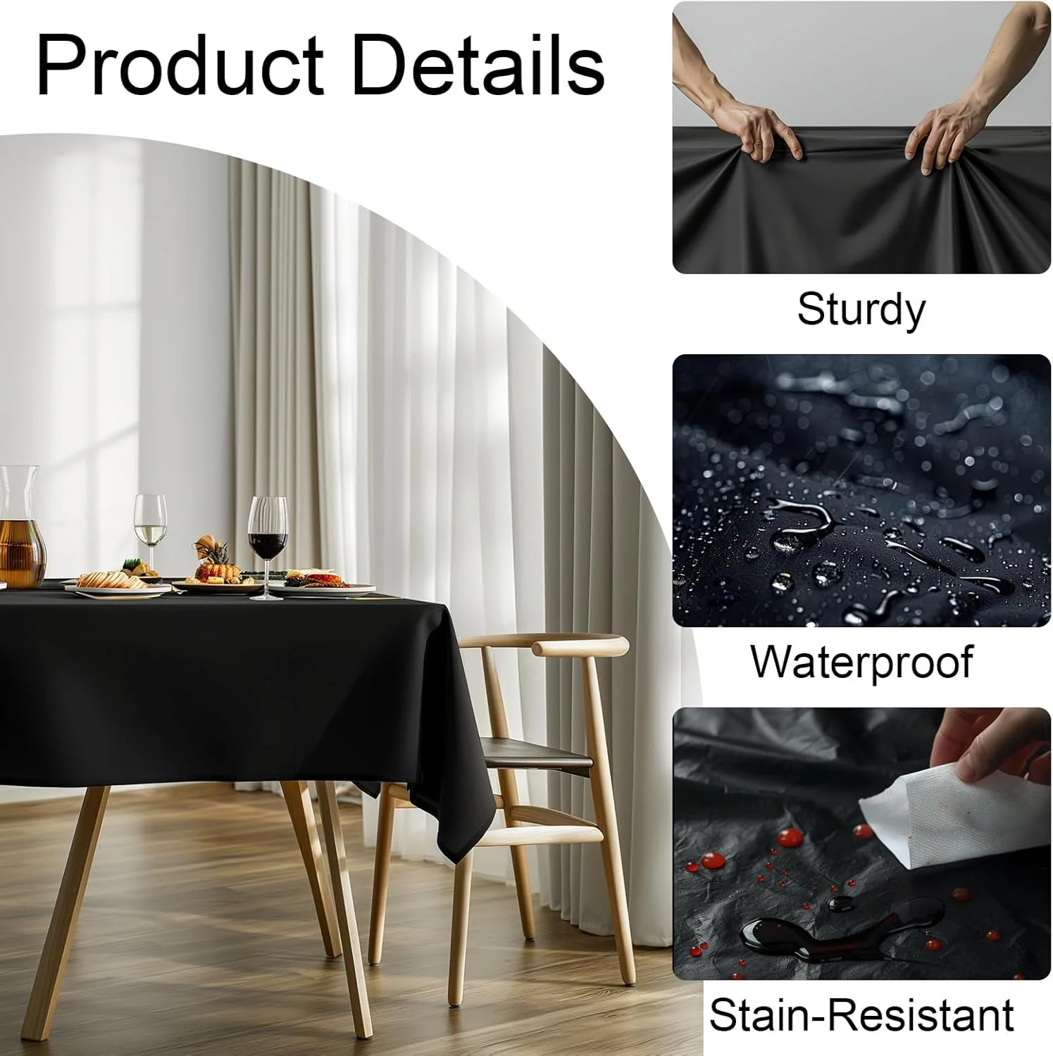 Black Rectangular Tablecloth - 54 x 108 inches - Disposable Tablecloths for Meals, Parties and other Occasions 5