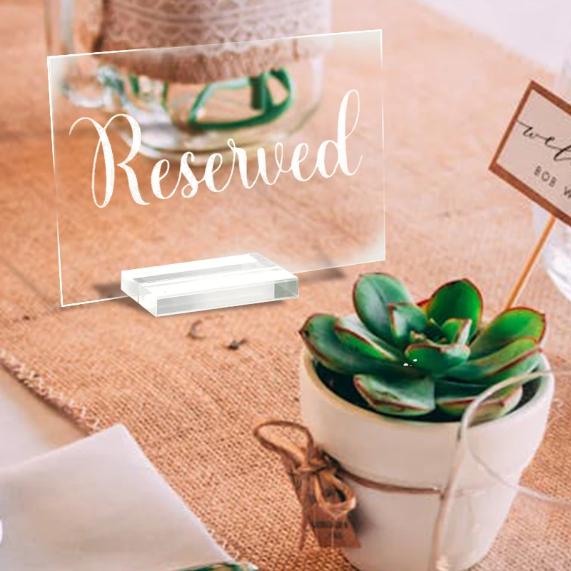 2 Sets Clear Acrylic Reserved Table Signs with Holder Perfect for Weddings Restaurants and Events Decor for Christmas and More
