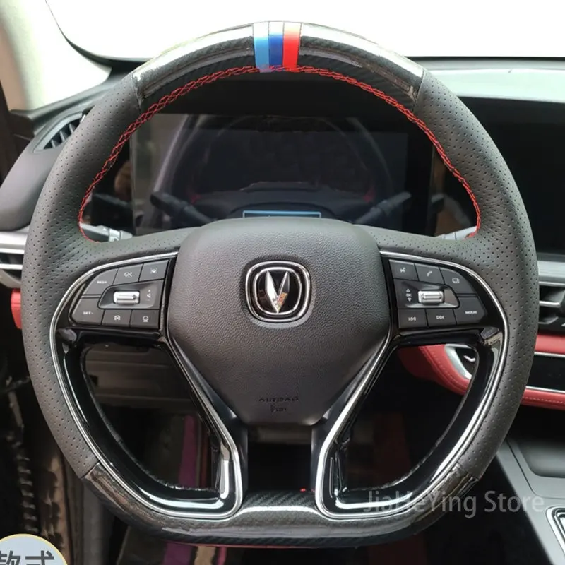 

DIY Customized Hand-Stitched Non-Slip Leather Car Steering Wheel Cover Braid For Changan CS75 PLUS 2020 2021 Interior