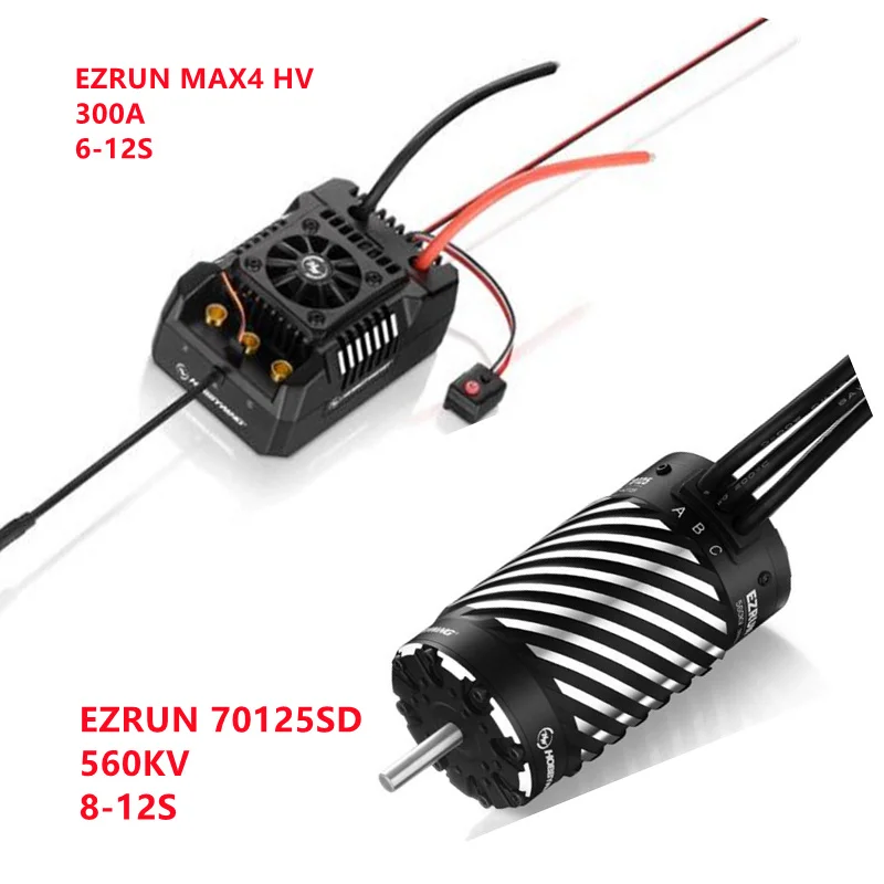 

Hobbywing Ezrun MAX4 HV 300A ESC +70125 560KV Waterproof Induction Brushless Motor Pack for 1/5 RC Model Car Off-Road Vehicle