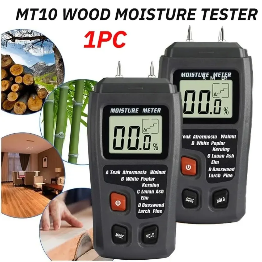 1PC MT10 Hygrometer Accurate Large LCD Display Wood Moisture Tester Digital Wall Moisture Detector Wood Meter wood moisture meter