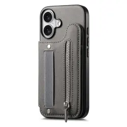 Leather RFID Zipper Back Case Cover for Motorola Moto G54 Power (GRAY)