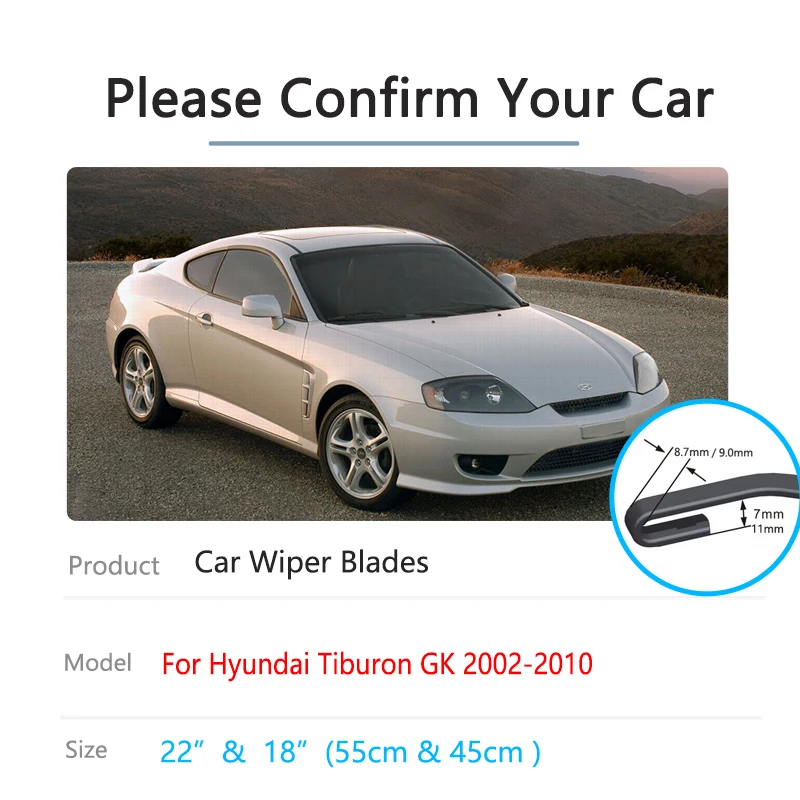  Para Hyundai Tiburon Tuscani Coupe SIII GK ~ limpiaparabrisas de invierno para ventana delantera, cepillos, accesorios de limpieza para coche, gancho U J