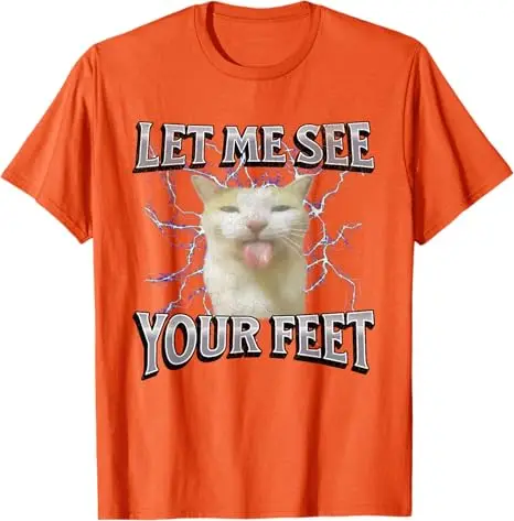 Your Feet Funny Offensive Cat Meme Bootleg Graphic T-Shirt for Men Women Y2k Humor Oiia Oiia Cat Joke Saying Tee Kitty Lover Top – Detail 4