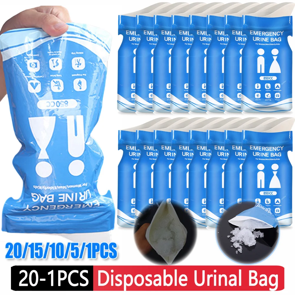 20-1PCS Outdoor Emergency Urinate Bags 850ml Disposable Urinal Bag Portable Travel Mobile Toilet for Female Baby Male Vomiting
