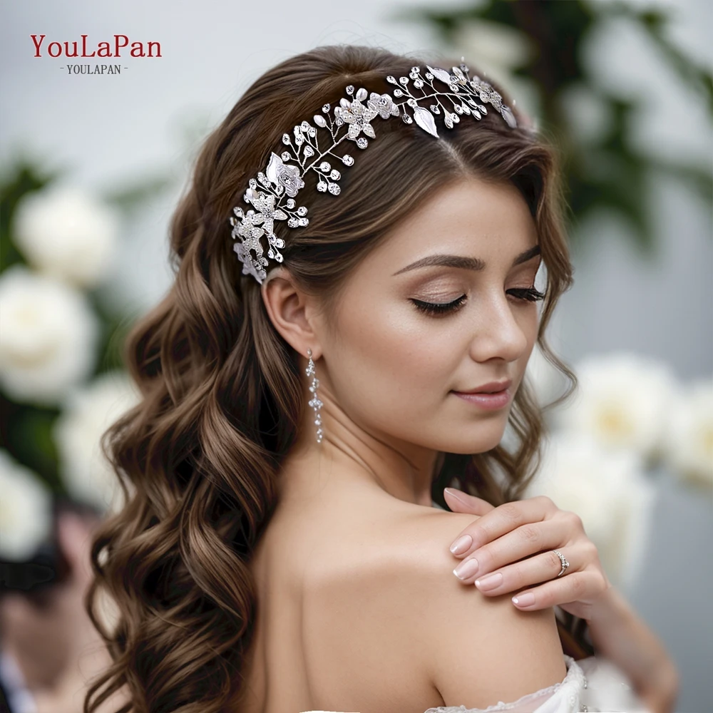 

TOPQUEEN Wedding Tiara Leaf Bridal Headpiece Handmade Rhinestone Headband Women Hair Accessories Bride Hair Vine Headwear HP236