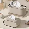 PU Leather Tissue Box With Storage Rack Home Decor Paper Holder Napkin Holder For Office Table, Countertop, Night Stand & More 5