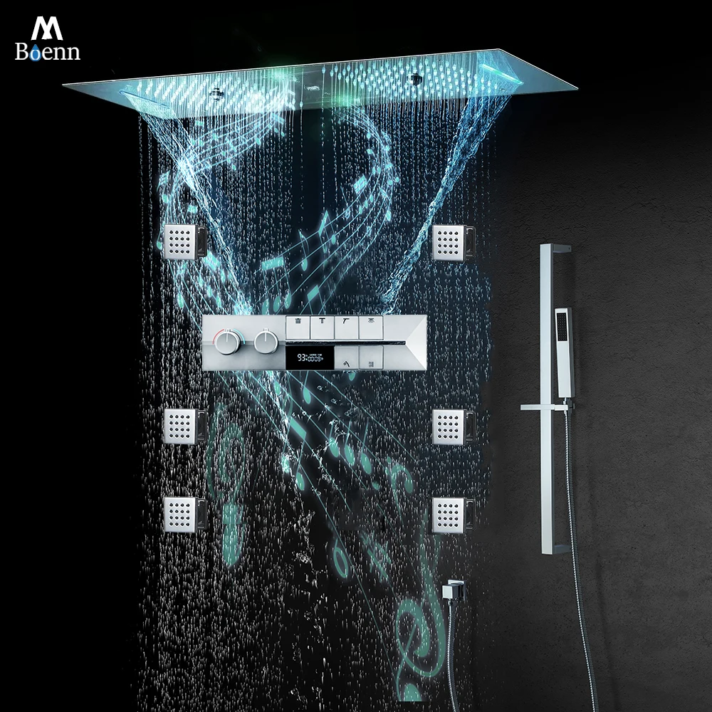 M Boenn ห้องน้ําสปา 6 ฟังก์ชั่นระบบโรงแรมคู่ถ่ายหัวฝักบัวสายฝนสมาร์ท Thermostatic ฝักบัวก๊อกน้ําชุด 1