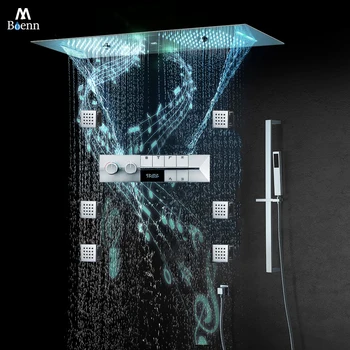M Boenn ห้องน้ําสปา 6 ฟังก์ชั่นระบบโรงแรมคู่ถ่ายหัวฝักบัวสายฝนสมาร์ท Thermostatic ฝักบัวก๊อกน้ําชุด 1