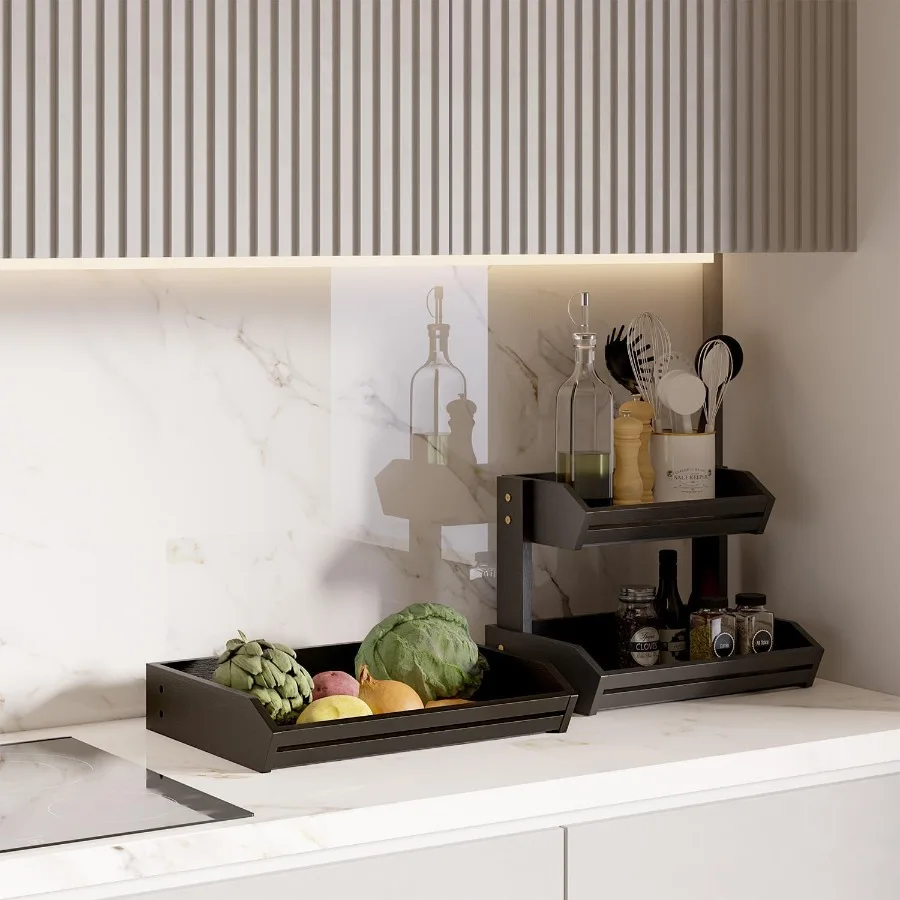 HOLANA Acacia 3 Tier Fruit Basket for Counter Wooden Fruit Bowl for Kitchen Counter Organizer Produce Storage Wooden Basket Sna