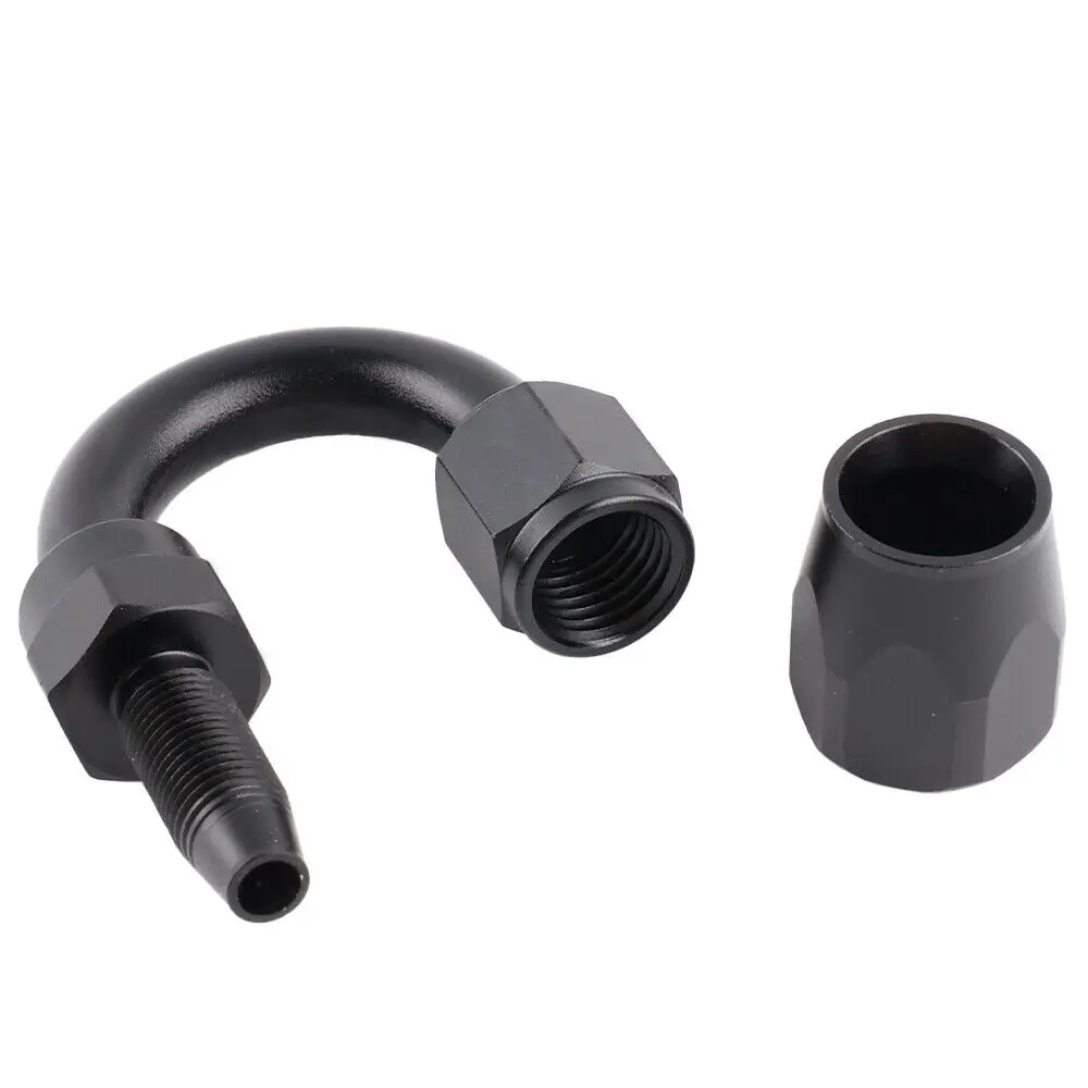 1 Piece Black AN4 AN6 AN8 Straight 45 60 90 120 150 180 Degree Oil Fuel Swivel Hose End Fitting Oil Hose End Adaptor Kit Oil Line Fitting Adapter Aluminum Hose Fitting