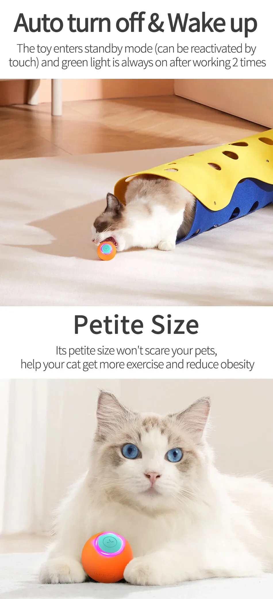 Smart Cat Toys Interactive Cat Bouncing Ball Automatic Rolling Ball Training 360