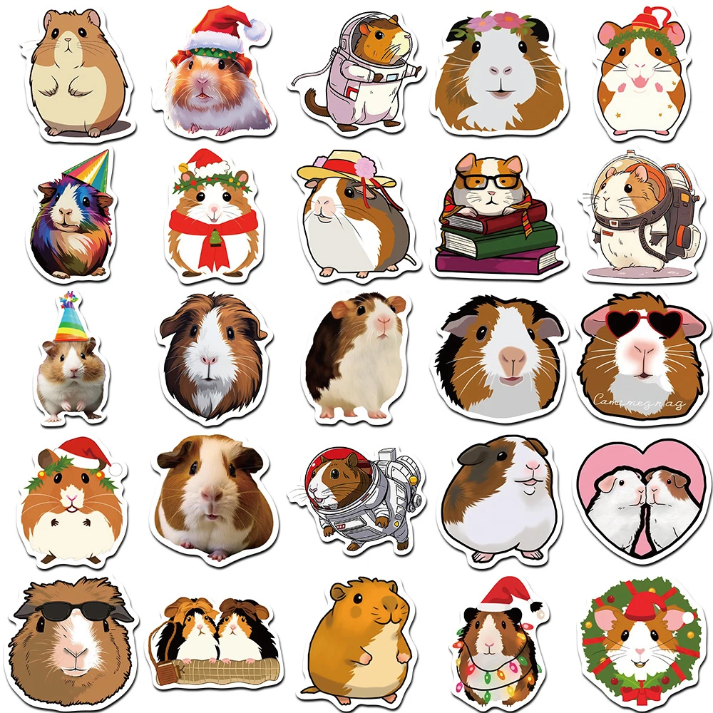 10/30/50pcs Kawaii Animals Guinea Pig Cartoon Stickers Graffiti Scrapbook Stationery Phone Case Waterproof Cute Kids Sticker Toy
