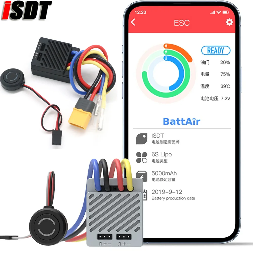 ISDT ESC70 ESC90 WP 1080 70A 90A Водонепроницаемый ESC 2 ~ 3S Регулируемый BEC Управление телефоном 540/550 Матовый двигатель для автомобиля 1/8 1/10