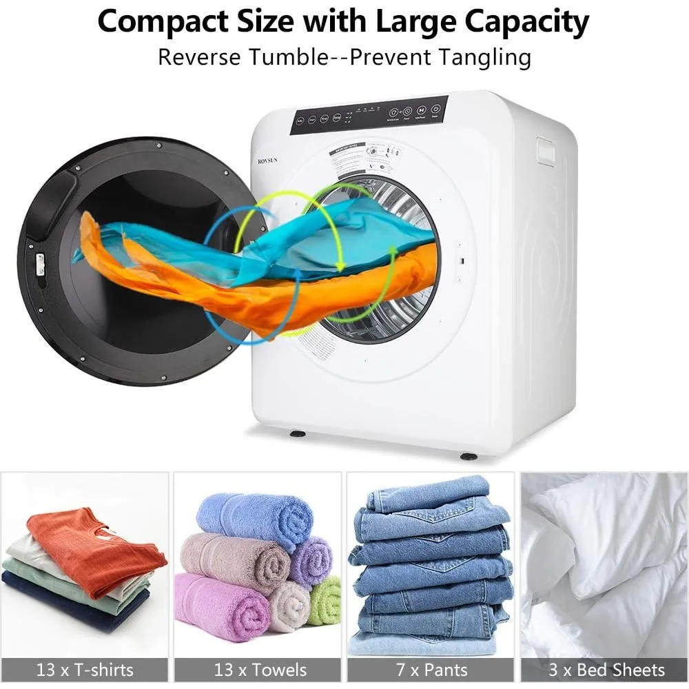 3.5 Cu.Ft Portable Clothes Dryer, High End Front Load Tumble Laundry Dryer with LCD Touch Screen 4