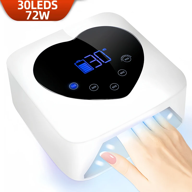 

NEW 30LEDS Gel Polish Lamp Machine 72W Built-in Battery Cordless UV Led Lamp For Nails Professional Nail Dryer With Large Space