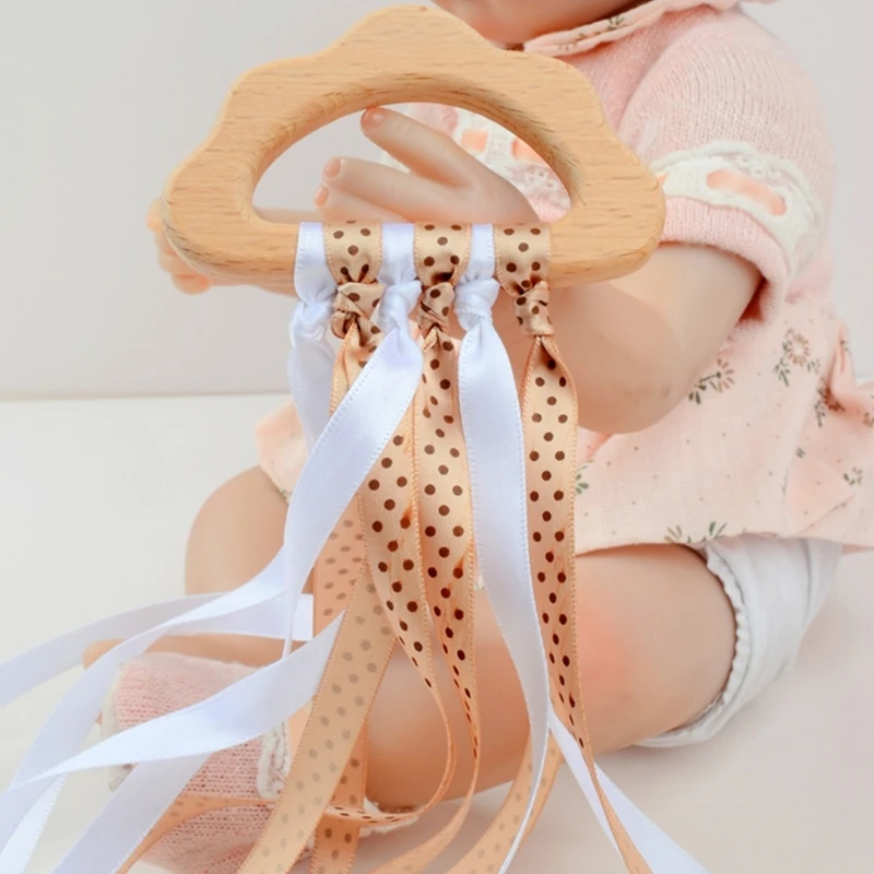 

Portable & Convenient Teether with Ribbon Designs Stimulating Cloud Grasping Toy Teething Toy for Travel Use