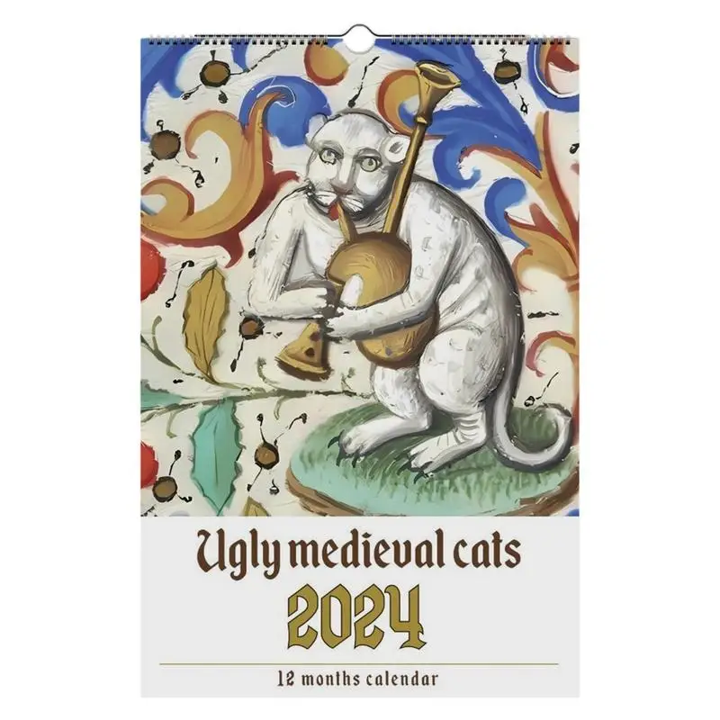 

2024 Ugly Medieval Cat Wall Calendar Funny Weird Medieval Cats Pictures Monthly Calendar Creative Wall Art Decor For Home Office