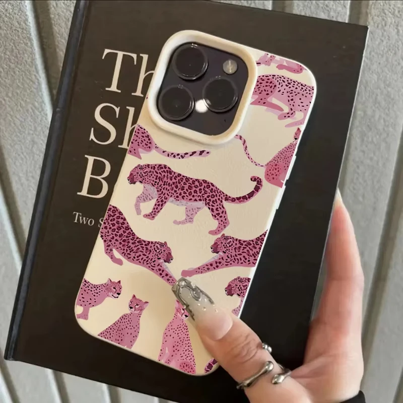 Chic Pink Leopard Pattern Shockproof Phone Case - Stylish Soft Protector Cover