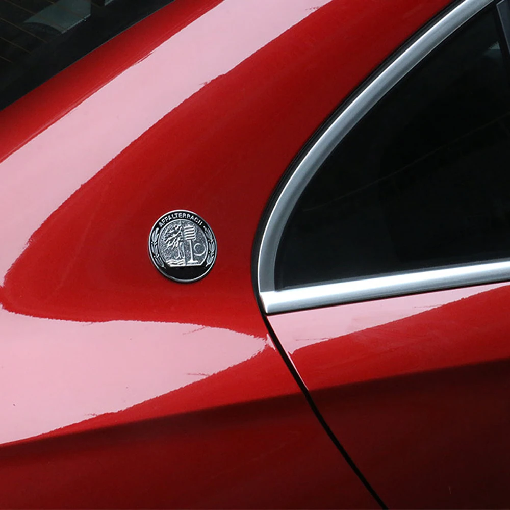 Red 57mm For AFFALTERBACH AMG Hood Sticker AMG Badge Sticker For Mercedes W212 W205 W463 A/B/C/E/S CLA GLC GLA AMG Sticker Metal 5