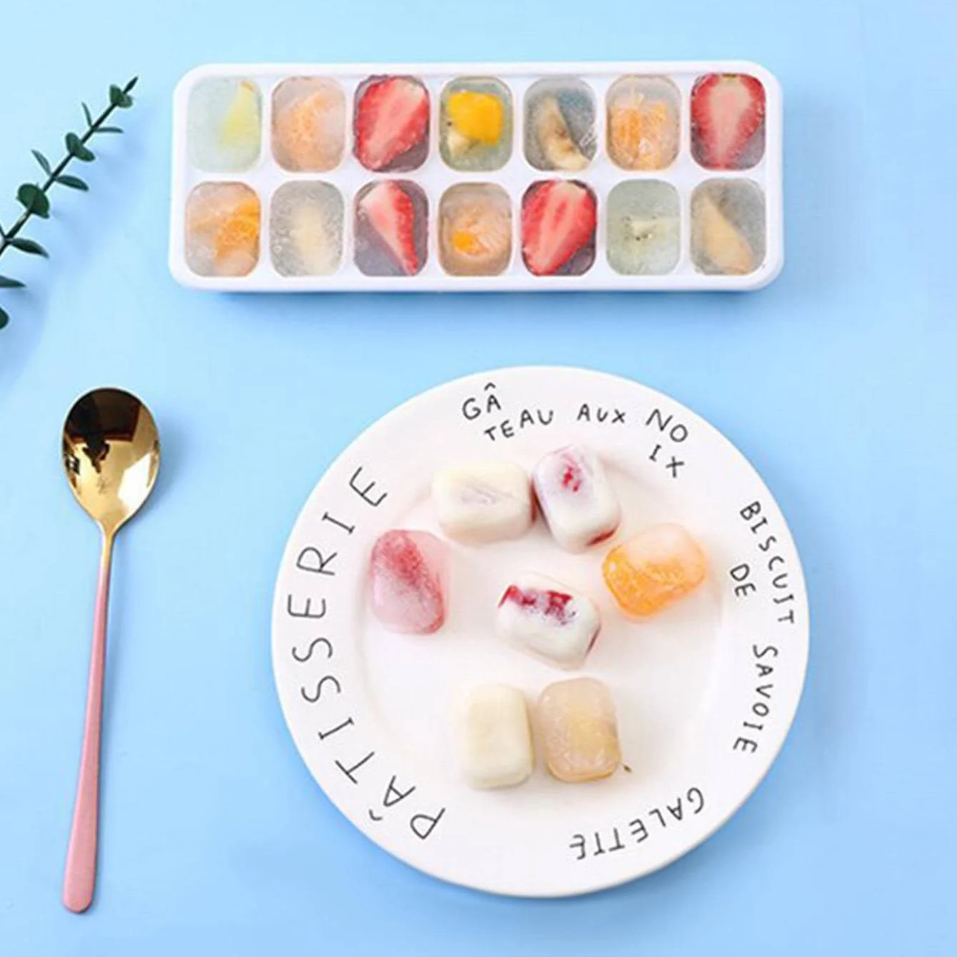 1pc/2pcs-14-Grid Large Capacity Flexible Silicone Ice Cube Tray with Spill-Resistant Removable Lid, and Durable Plastic Material