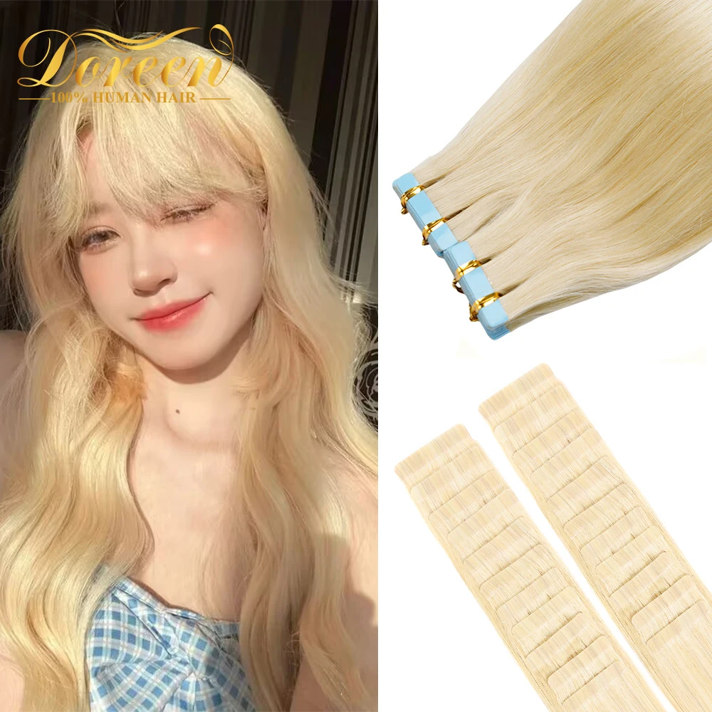 

Doreen European Machine Remy Tape In Human Hair Extensions 16 to 24 Inch 20Pcs 50g/Pack Silky Straight PU Seamless Skin Weft