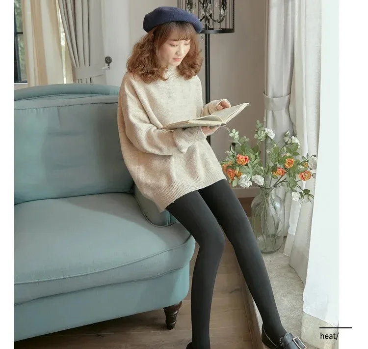 Women's Fleece Tights Warm Insulated Pantyhose Skin Effect Translucent Stockings Sexy Women's Underwear High Elastic Leggings 6