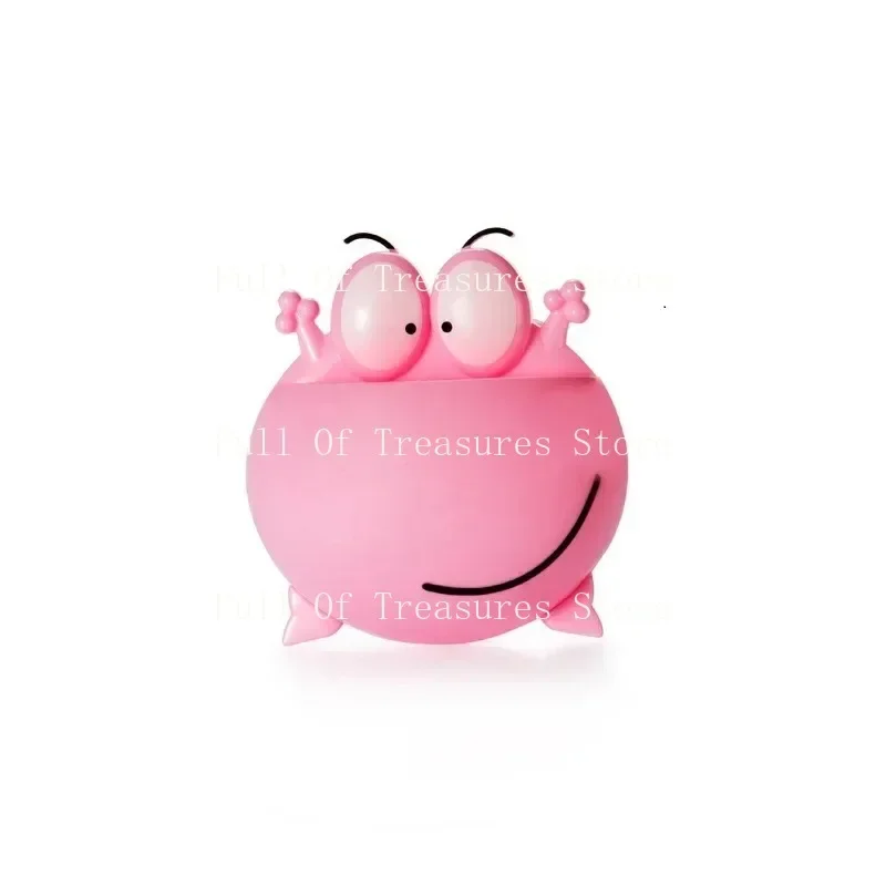 Wall mounted toothbrush holder with children's suction cups, toothpaste storage room, cute frog pattern, cartoon, house, T1