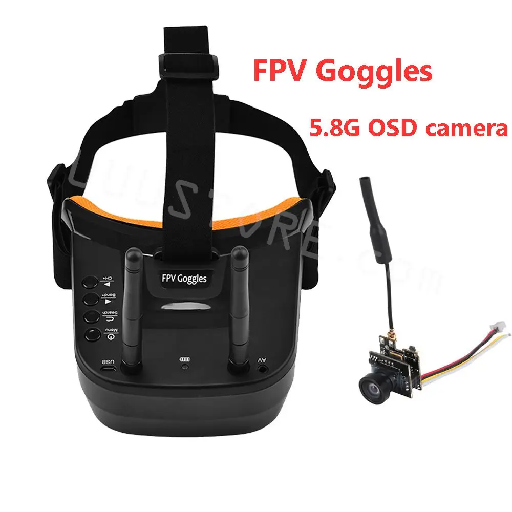 

5,8G 40CH Видео очки с двойной антенной FPV очки монитор гарнитура с 5,8G 25 МВт передатчик fpv OSD камера для гоночного дрона