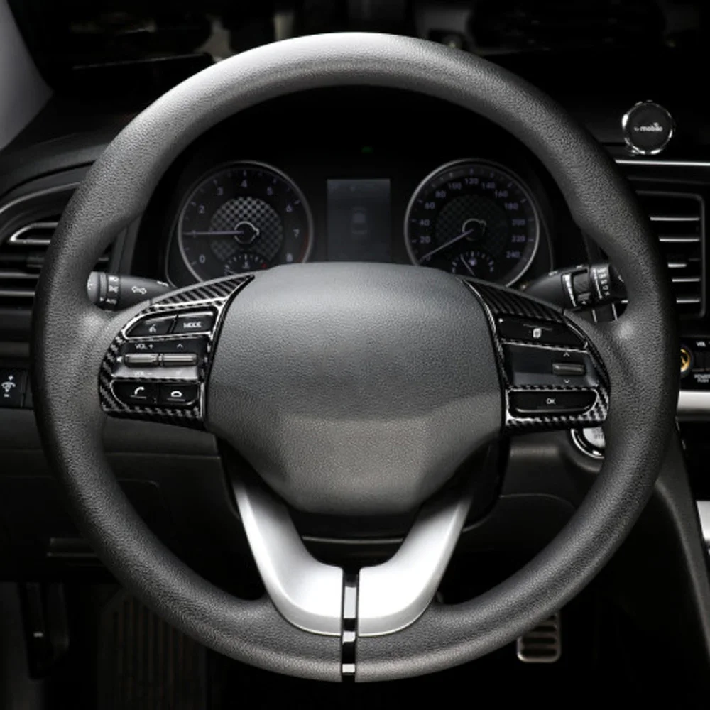 Carbon Fiber ABS Car Interior Decorative Frame Steering Wheel Button