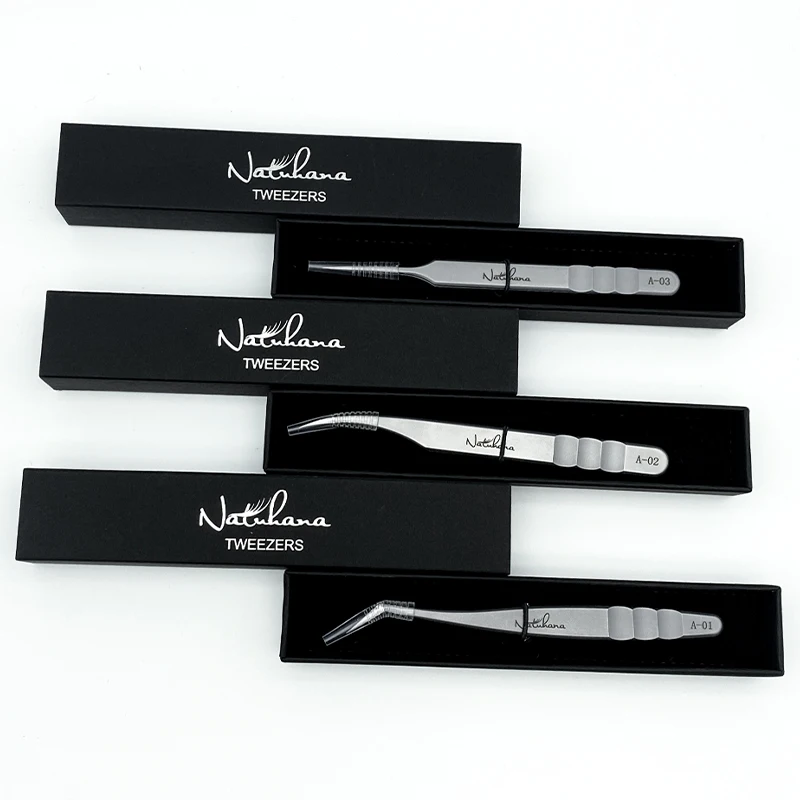 Eyelash Tweezers NATUHANA Lash Artists High Precision Stainless Steel Anti-Static Makeup Tools