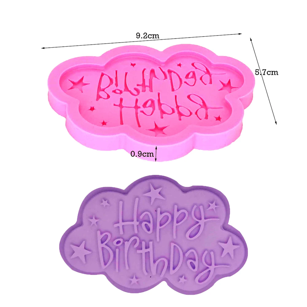 Happy Birthday Sign Plaque Mold Fondant Silicone Molds for Kitchen Chocolate Pastry Candy Making Cupcake Decoration Resin Mould