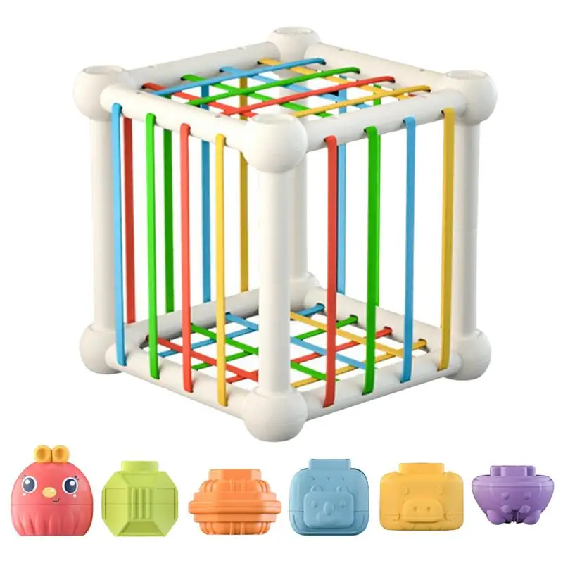 

Baby Shape Sorting Toy Colorful Shape Sorting Cube With Elastic Ropes Montessori Learning Activity For Fine Motor Skills Color