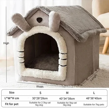 Indoor Warm Dog House Soft Pet Bed Tent House Dog Kennel Cat Bed Removable and Washable Cushion Suitable Four Season Universal 2