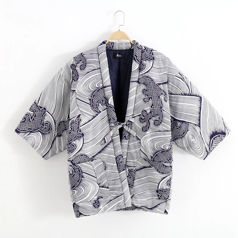 

Куртка Hanten для мужчин, традиционный японский кардиган, пальто, мужское зимнее кимоно самурая, юката, азиатская Домашняя одежда, мужская хаори