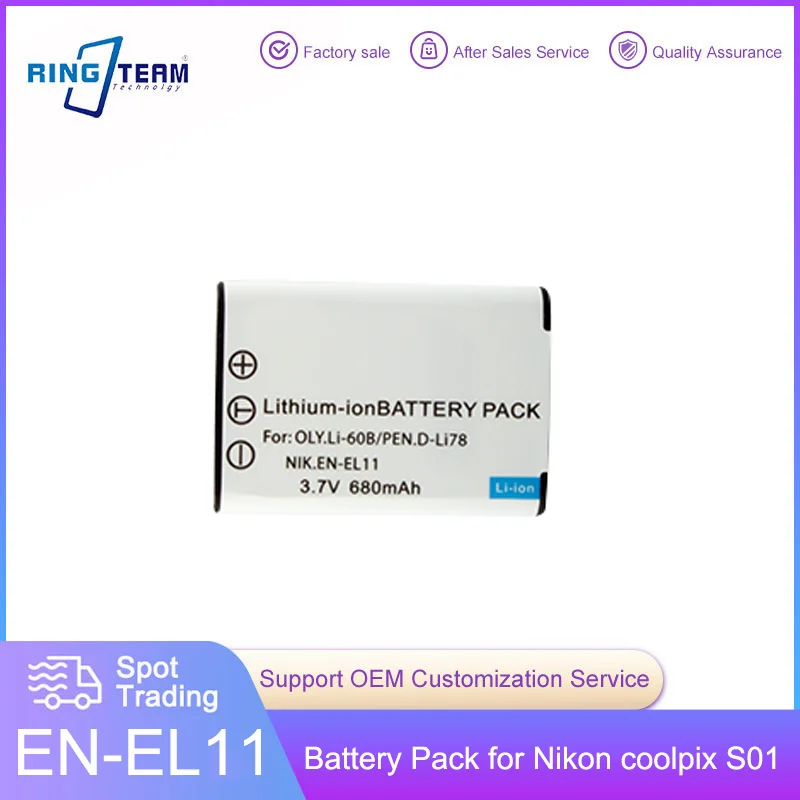 Enel11 En-El11 Batteria Per Nikon Coolpix S550 E Telecamere Dgital S560