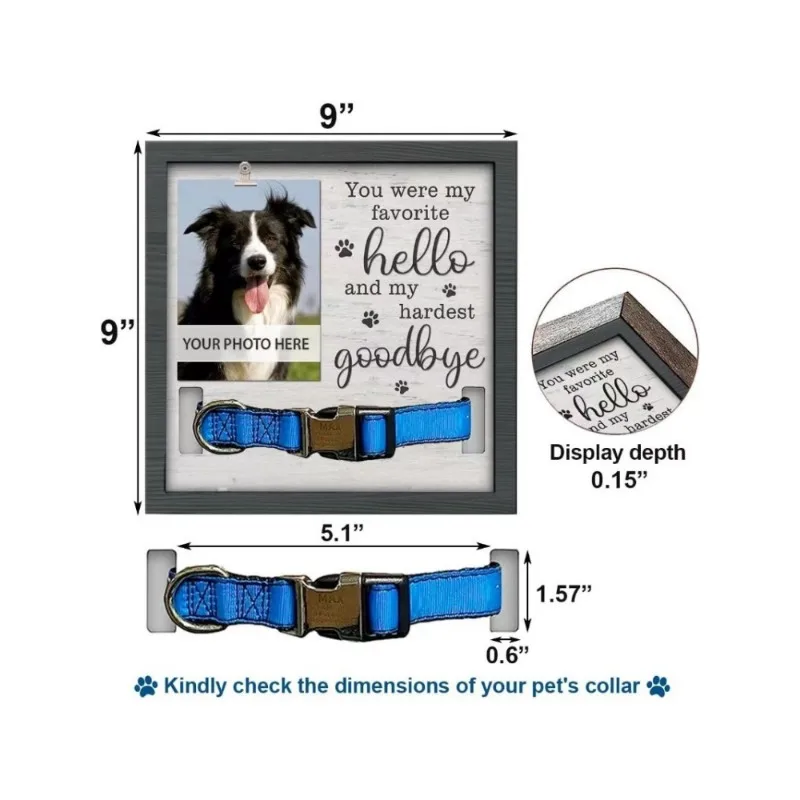 Dog Pet Gift Wooden Photo Frame DIY Gift Dog Collar Souvenir Pet Commemorative Stand Frame Can DIY Photo Collar dog memorial statue